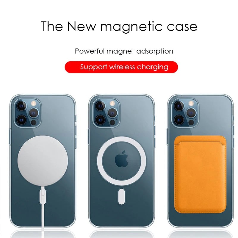 Magnetic Original Magsafing Case For iPhone 13 15 12 11 14 16 Pro Max Mini X XS XR Plus SE Silicone Acrylic For Magsafe Cover