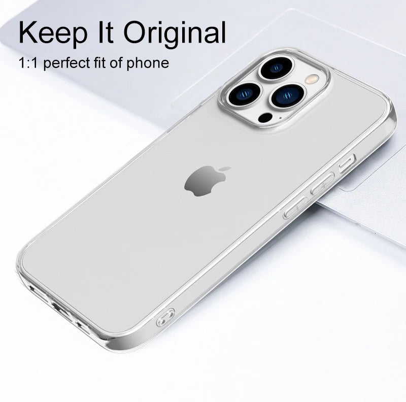 Ultra Thin Clear Silicone Case For iPhone 16 15 14 13 12 11 Pro Xs Max Mini XR X 7 8 6s Plus 6 SE 2020 2022 Back Cover